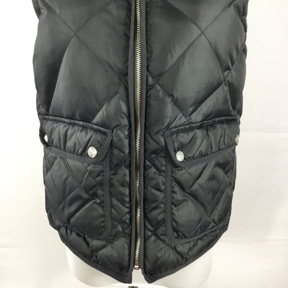 Lauren James Easton Vest Down Black Green Quilted Pockets Stand Up Collar Size M - Picture 6 of 15